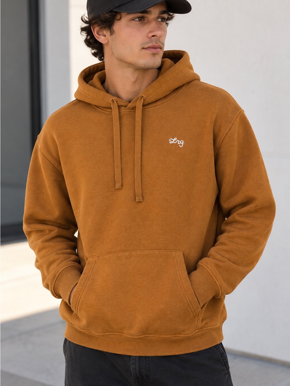LRG Lifted Research Group Brown Sherpa Lined Hoodie Y2K Size M